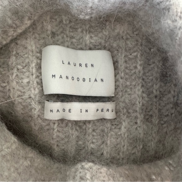 Lauren Manoogian Made In Peru Alpaca Cotton Mock Neck Gray Sweater - Picture 3 of 4